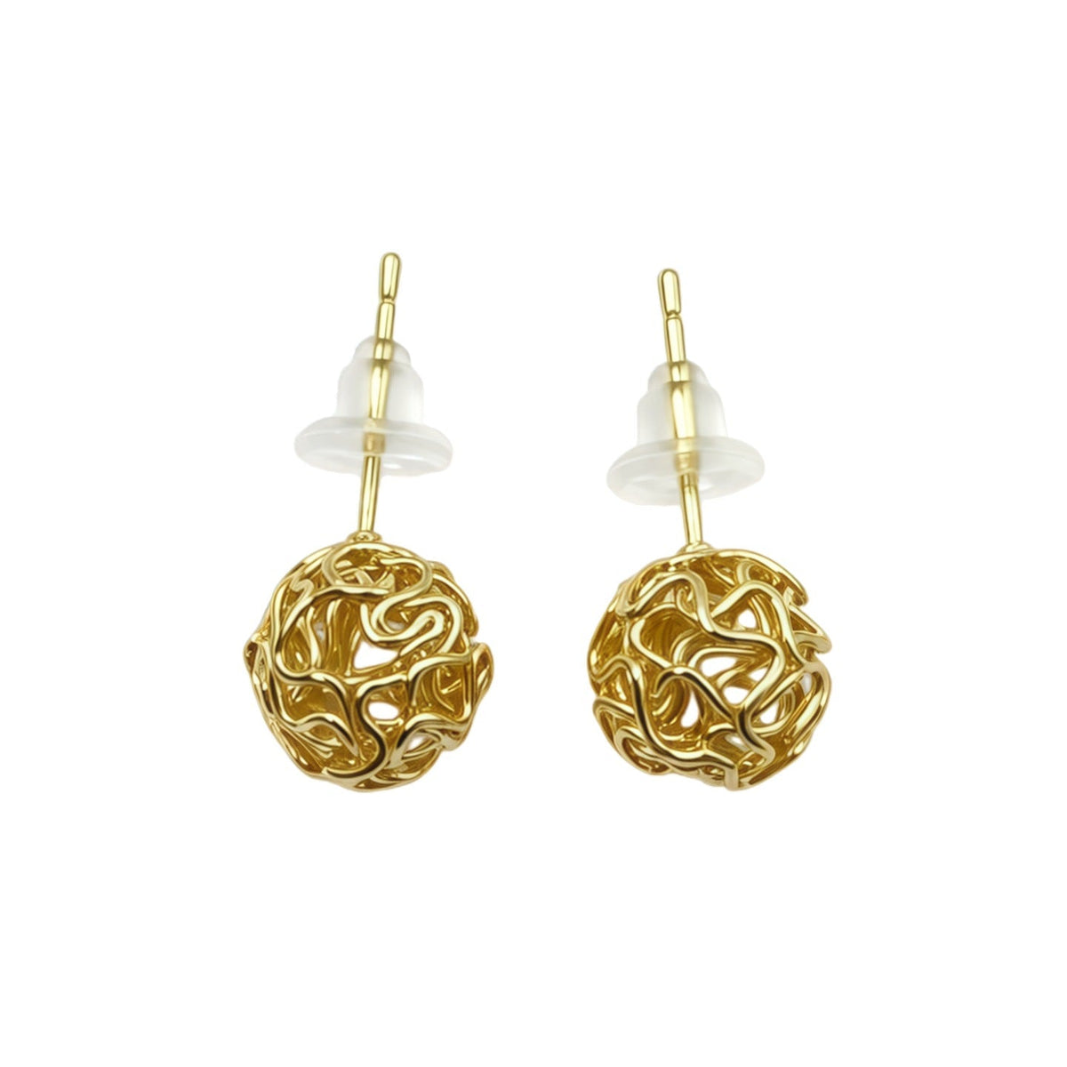 Womens Simple Gold Tone Love Knot Woven Ball Stud Earrings,Costume Earrings For Daily Party Gift Wear
