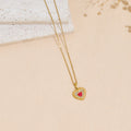 Heart-Shaped Rhinestone Pendant Necklace in Stainless Steel