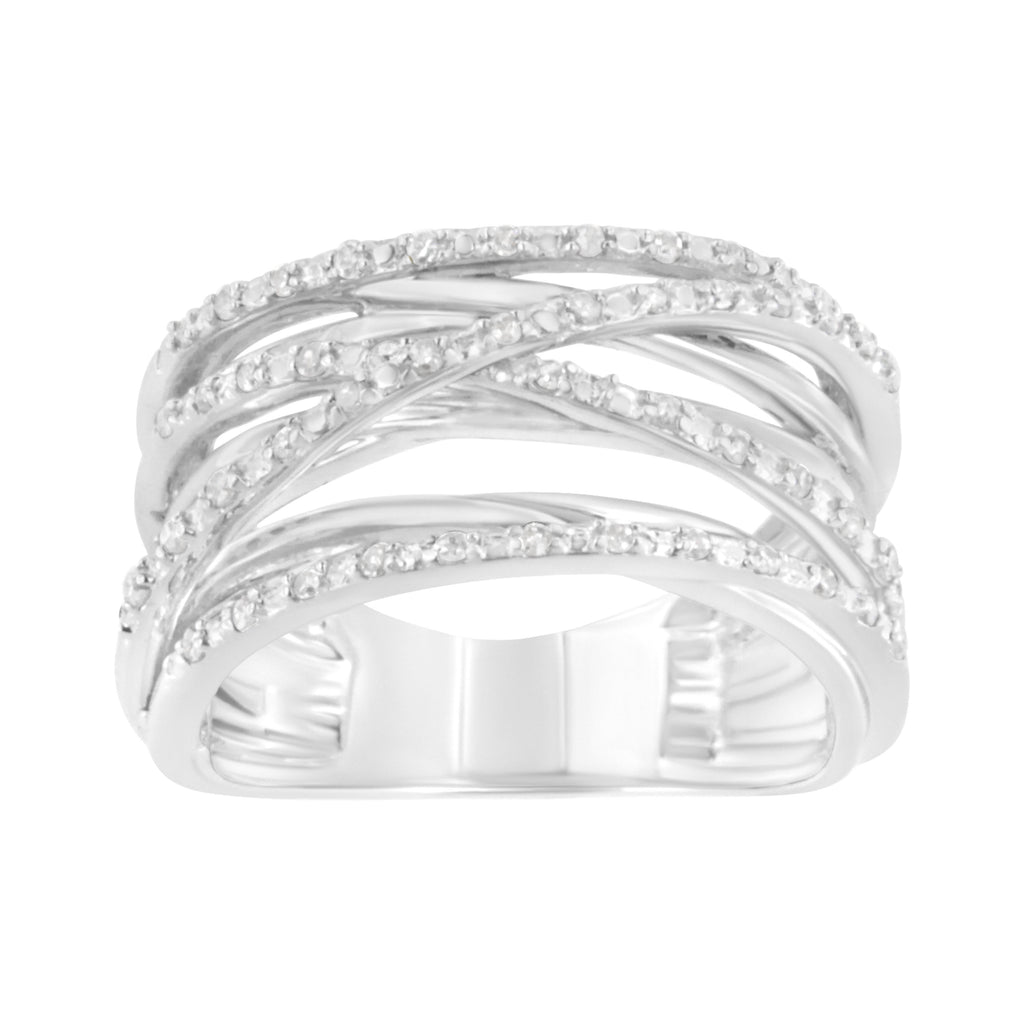 .925 Sterling Silver 1/4 Cttw Prong Set Round-Cut Diamond Bypass Ring (I-J Color, I1-I2 Clarity) - Size 7