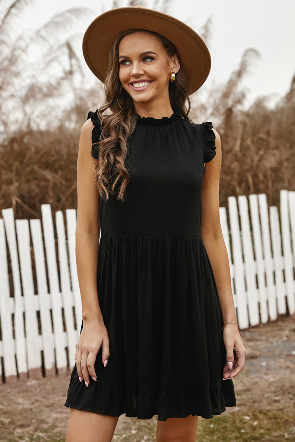 Ruffled Sleeveless Mini Dress Elegant Flowy Summer Dress