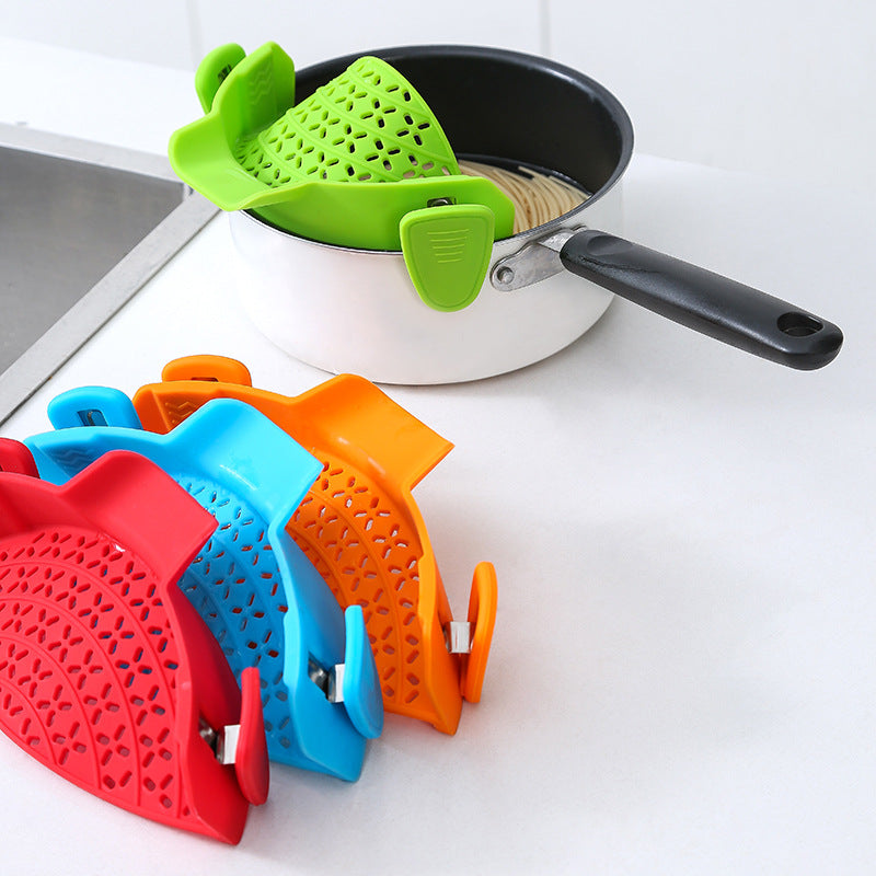 Silicone Pot Side Drain Stopper - Spill-Proof Kitchen Strainer