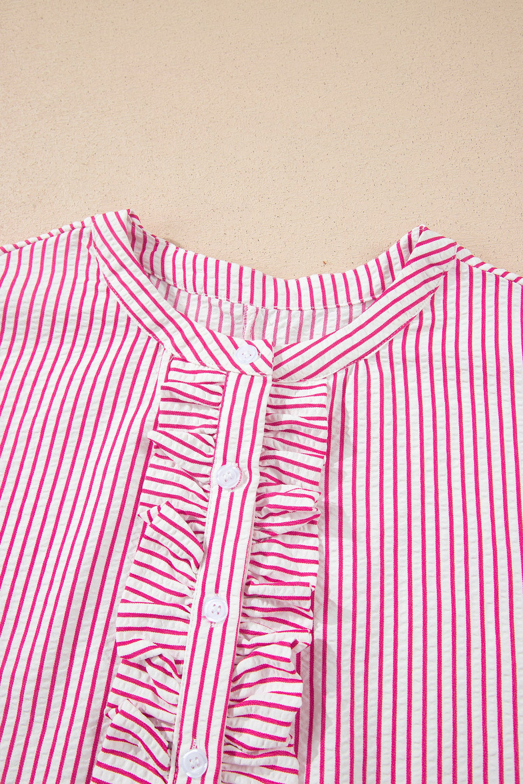 Striped Short Sleeve Long Dress with Half Button Front
