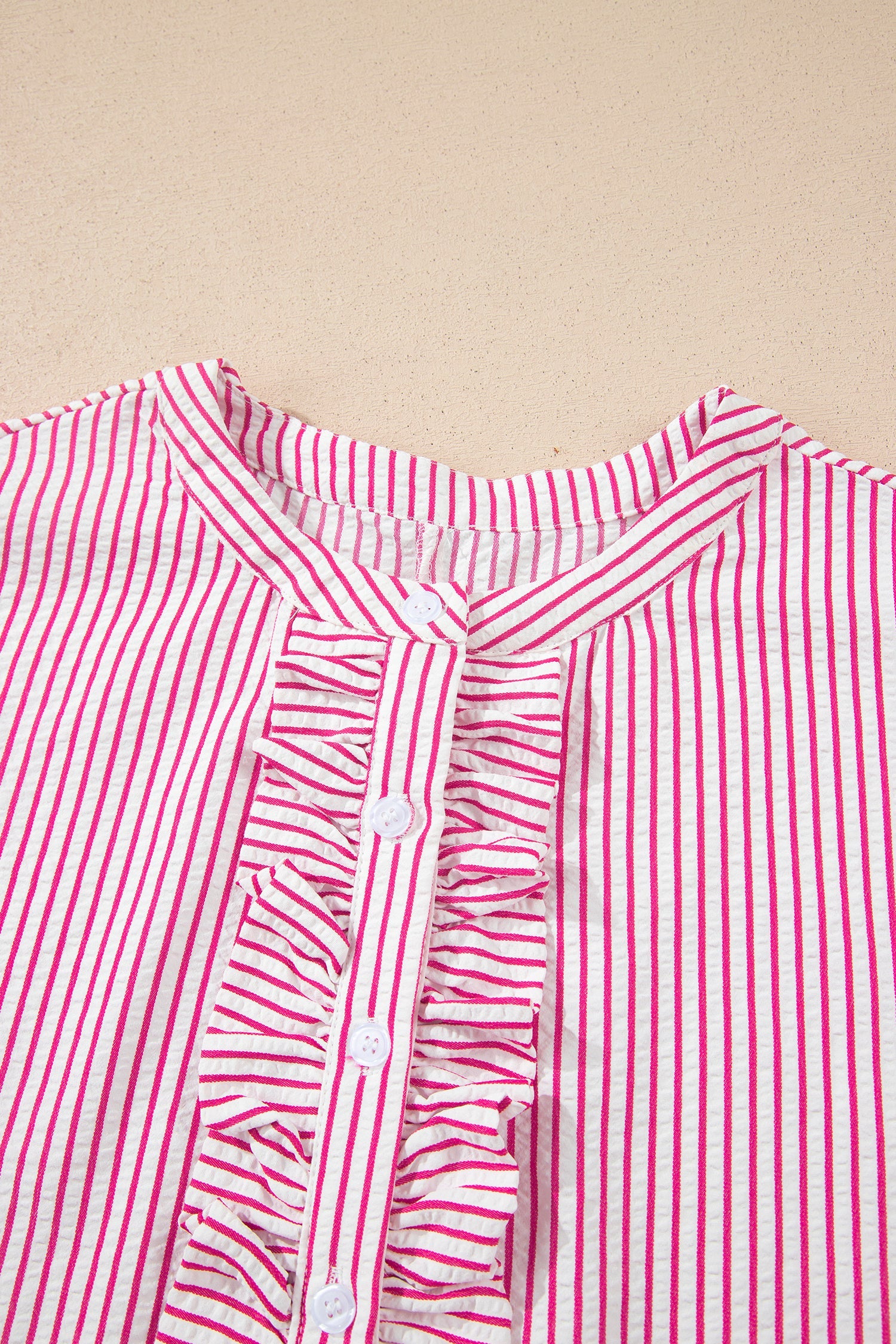 Striped Short Sleeve Long Dress with Half Button Front