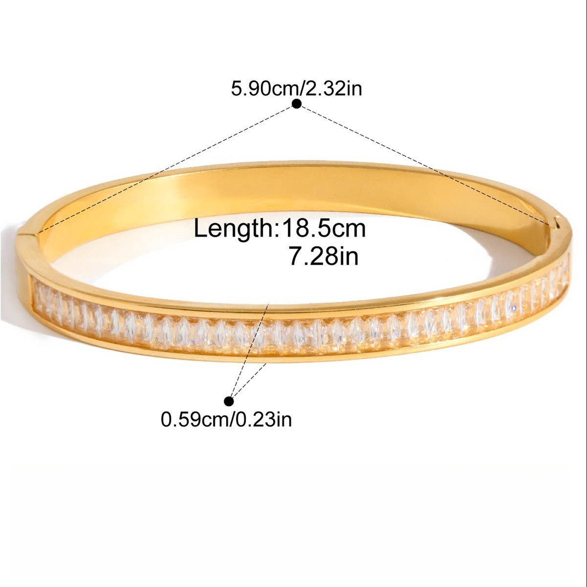 18K Gold-Plated Titanium Steel Rhinestone Bracelet Minimalist