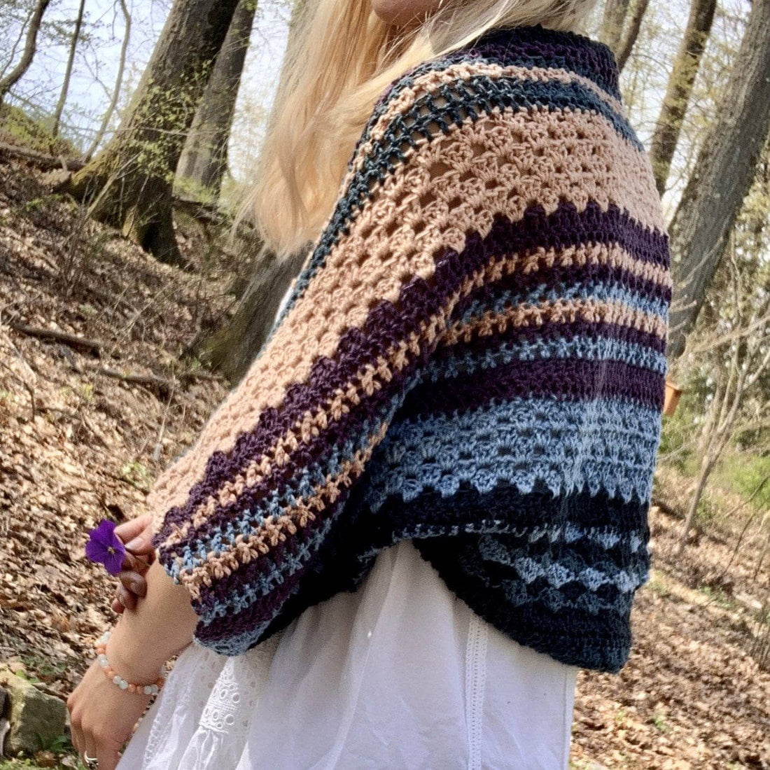 Ebb and Flow Herbal Dyed Silk Shrug Crochet Pattern