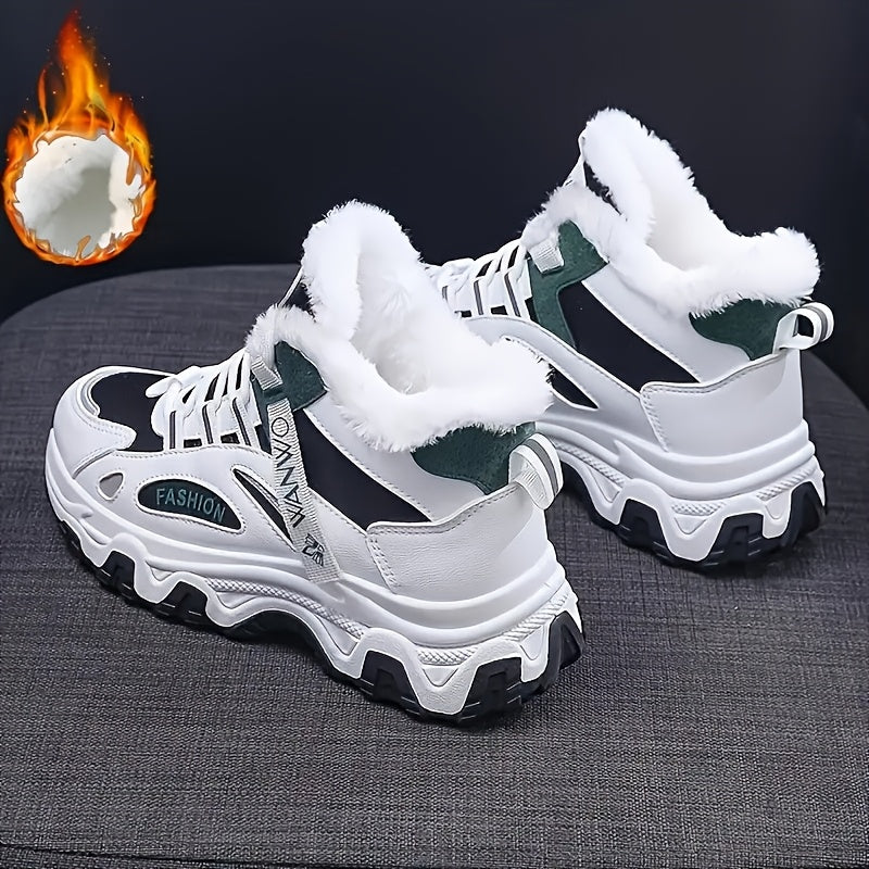 Cozy Fleece Lined Nonslip Striped Sports Shoes