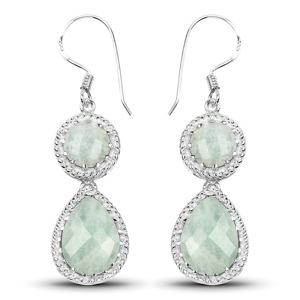 11.82 Carat Genuine Aquamarine .925 Sterling Silver Earrings