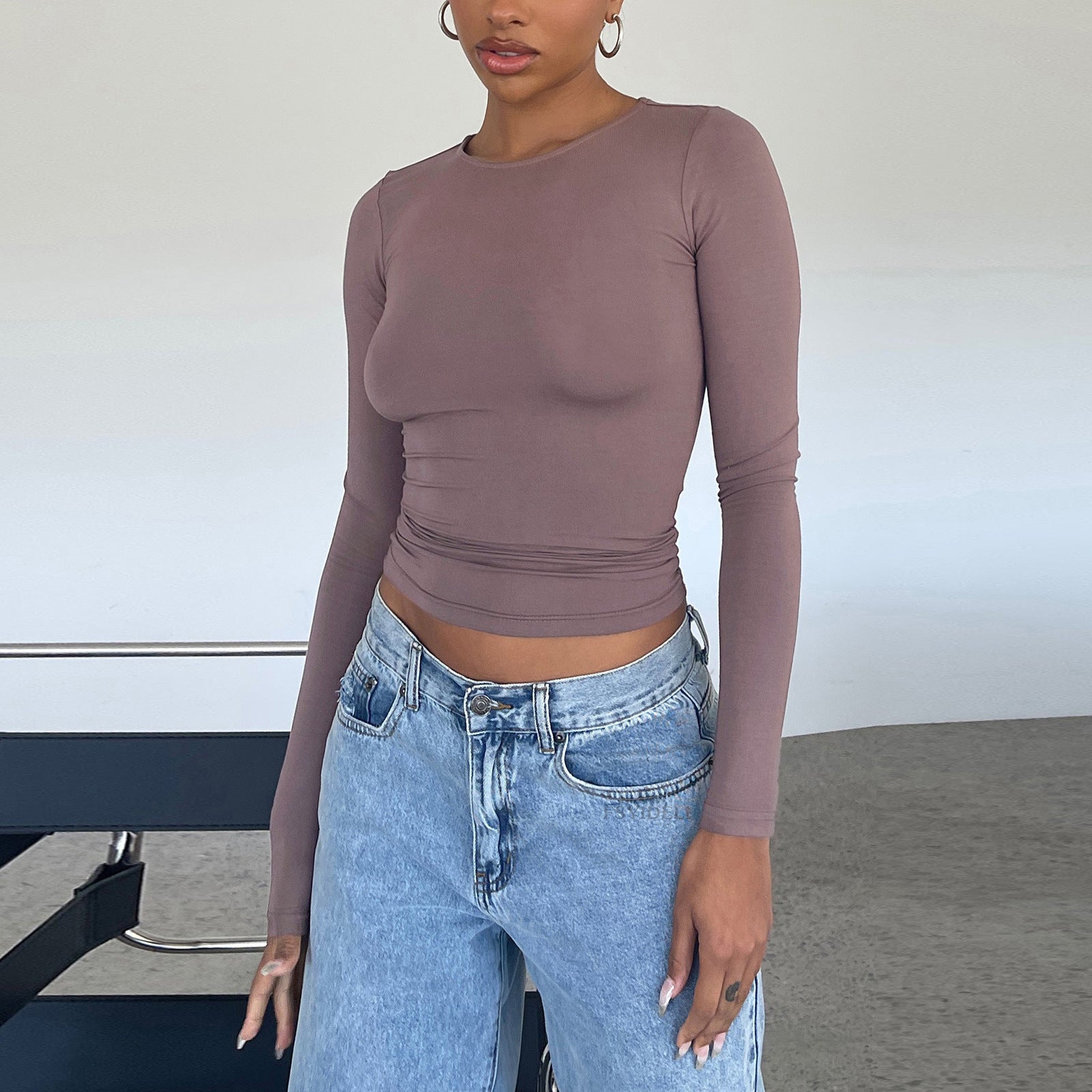 Women's Slim Fit Long Sleeve Crop Top Casual Pullover Shirt - Image 6