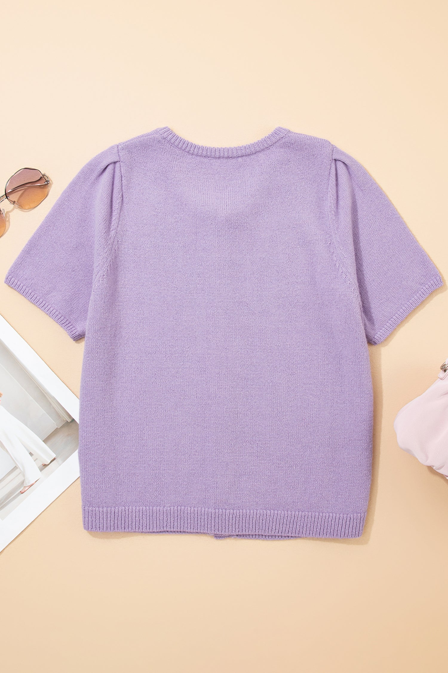 Petal Short Sleeve Soft Cardigan Sweater Tee