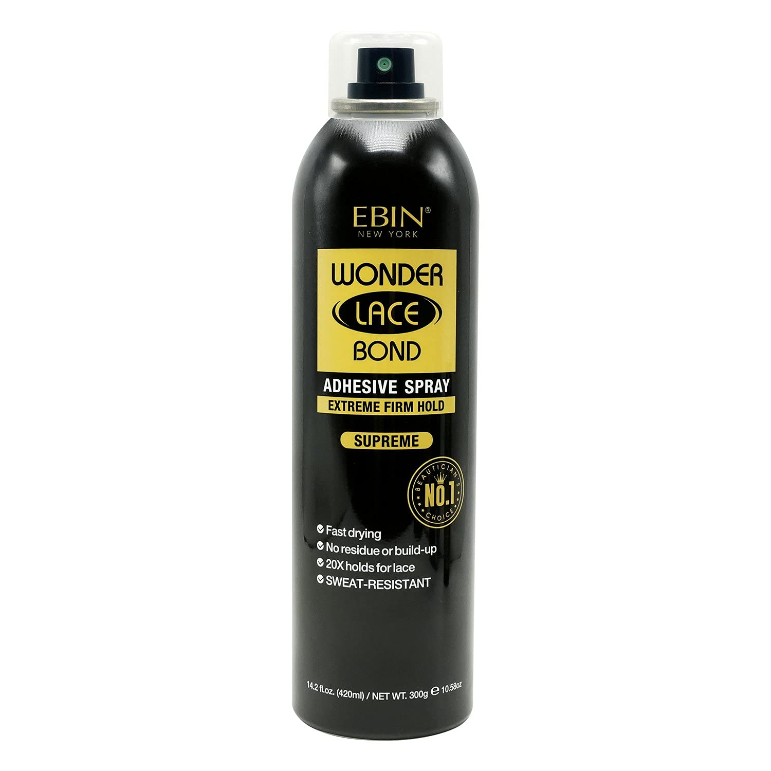 Bottle of EBIN New York Wonder Lace Bond Adhesive Spray Supreme Hold for lace wigs
