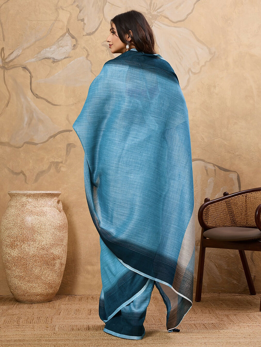 Shree Shyam Fashion Sky Blue Linen Saree