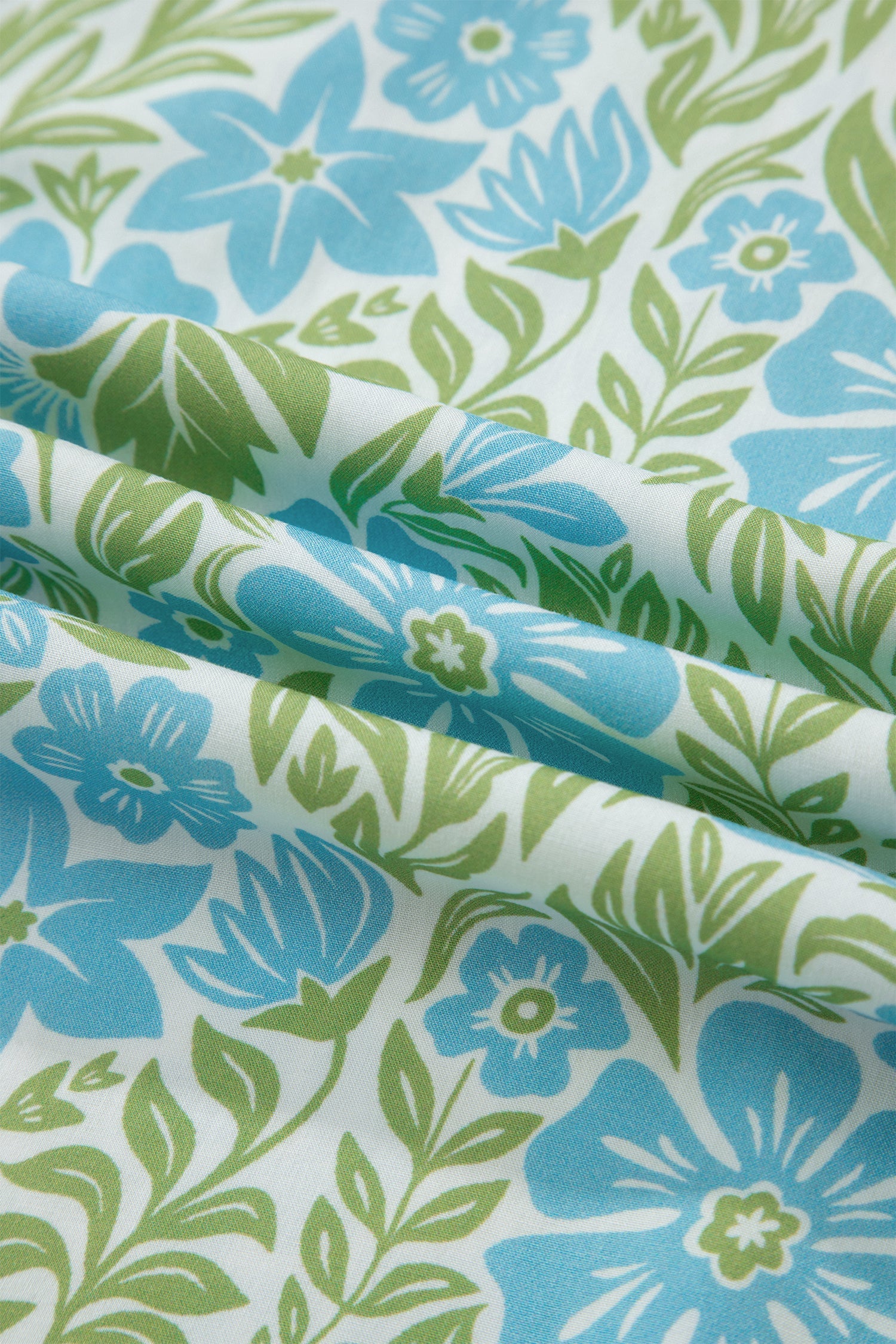 Waverly Floral Half Sleeve Blouse with Trim in Blue & Green