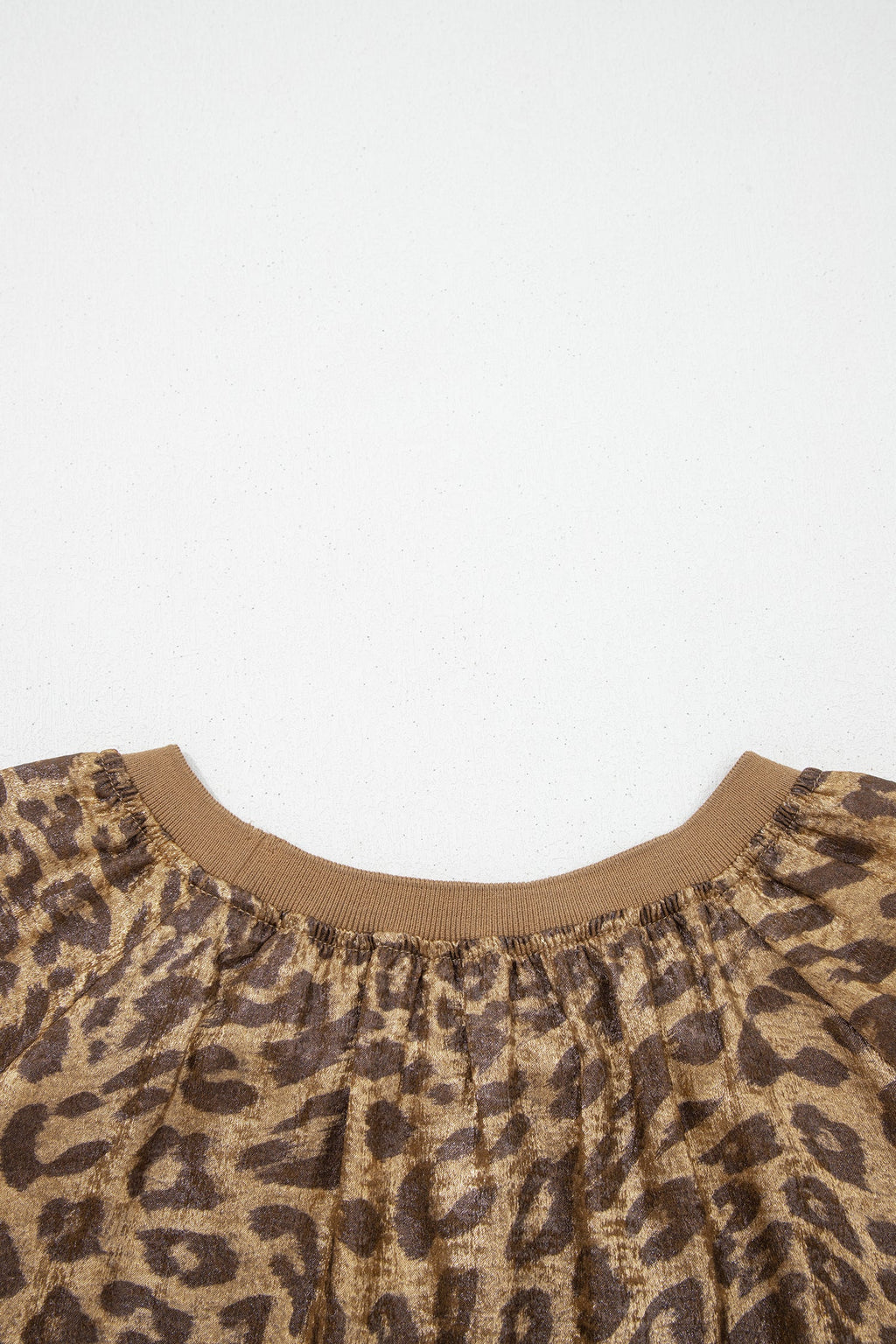 Metallic Leopard Print 3/4 Sleeve Blouse with Button Detail
