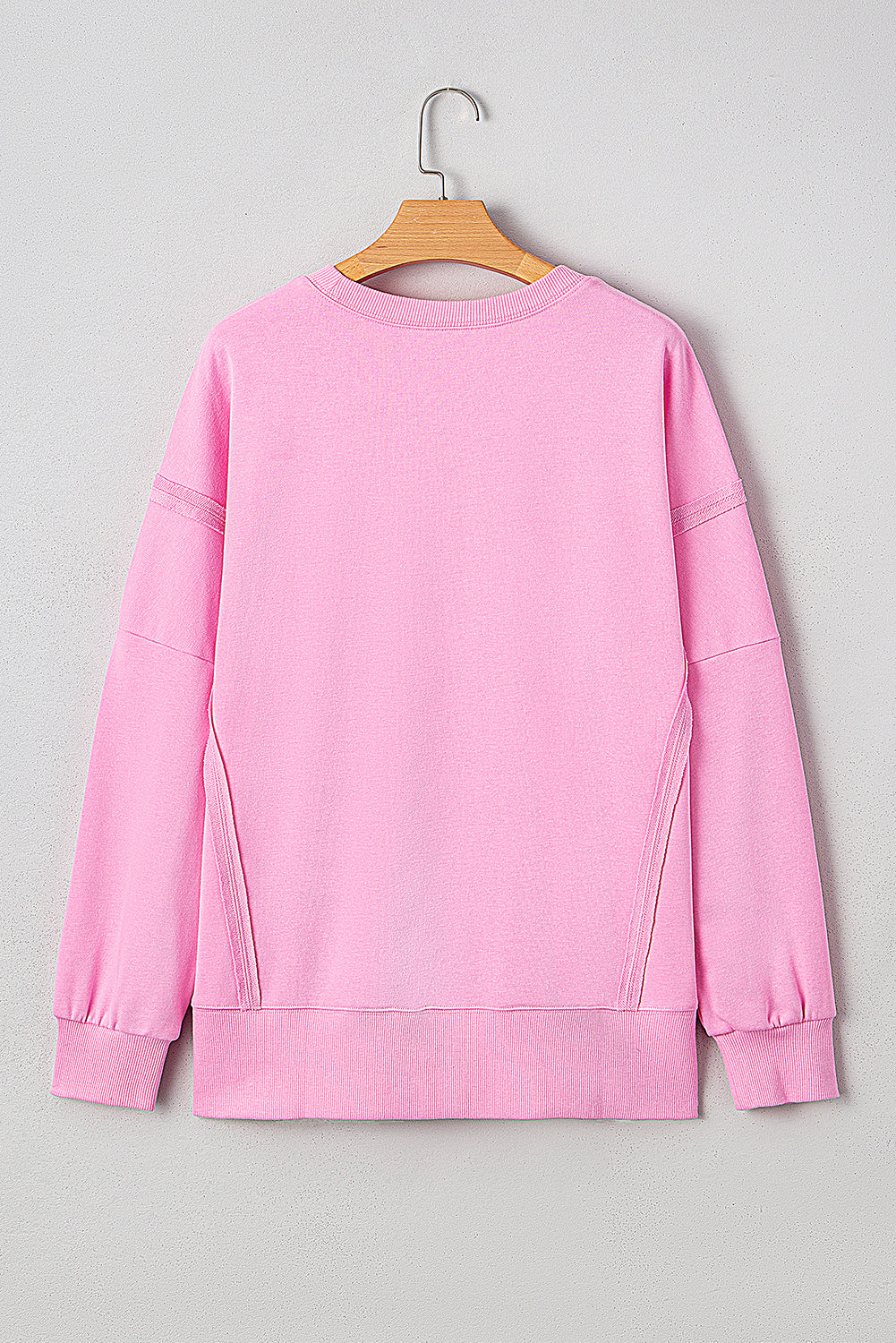 Pink Bow Sequin XOXO Baggy Sweatshirt | Exposed Seam Detail