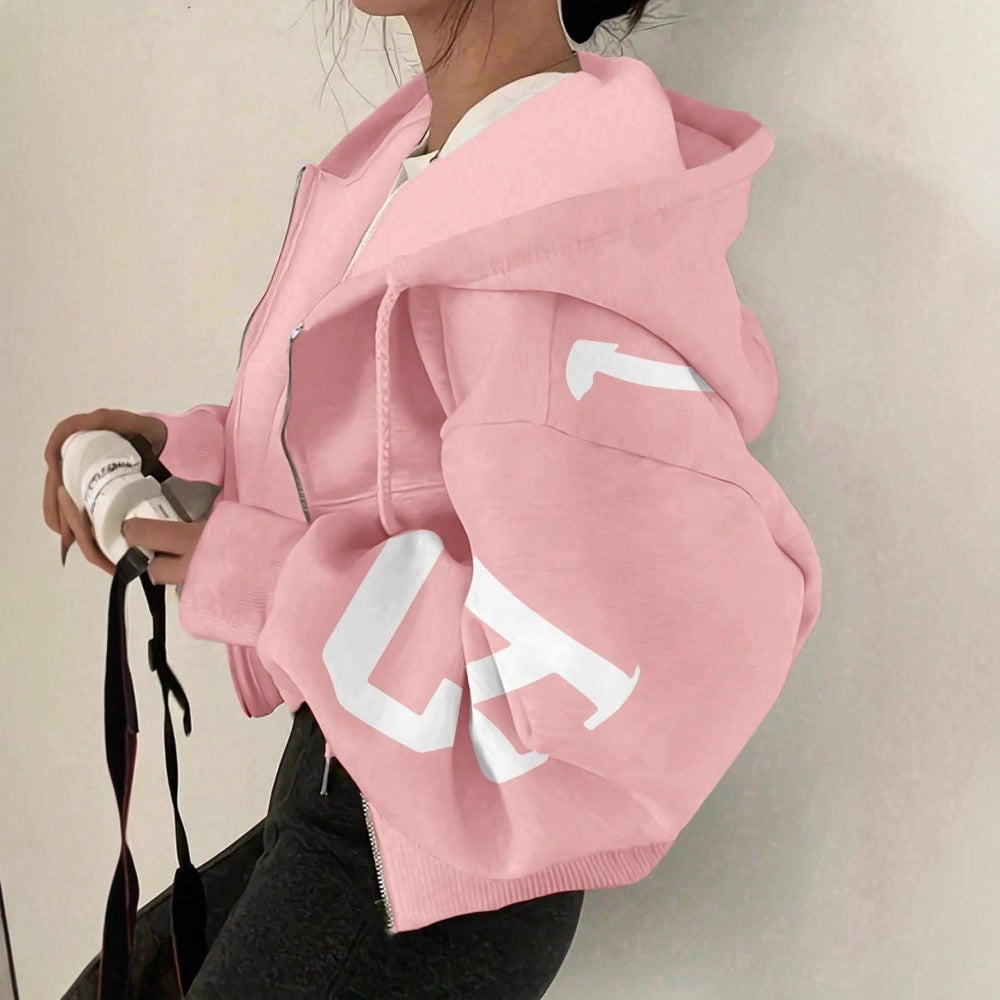Women’s Printed Zip-Up Sweatshirt Long Sleeve Casual Jacket