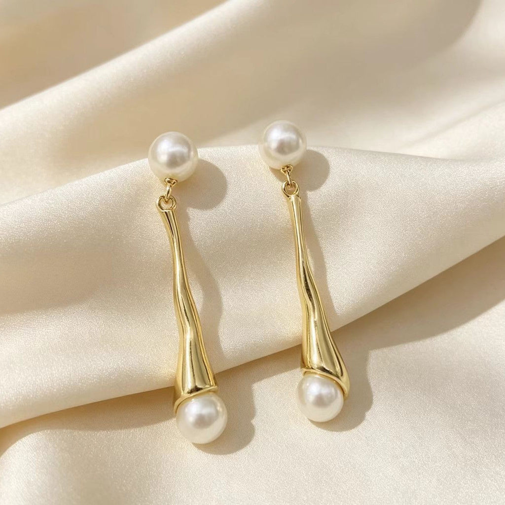 Minimalist Irregular Waterdrop Pearl Silver-Needle Stud Earrings