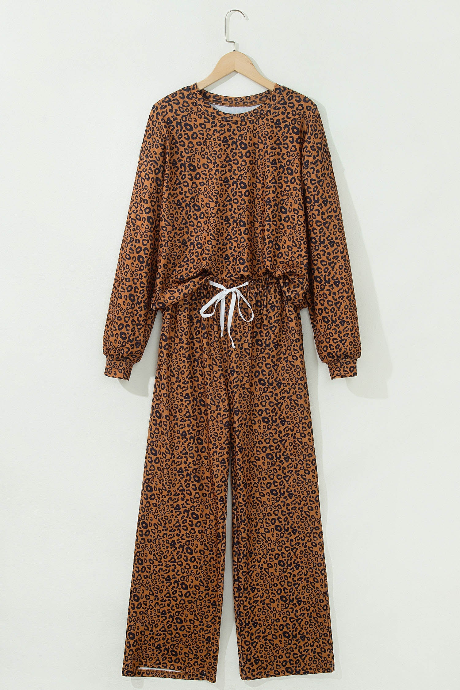 Leopard Long Sleeve Top & Drawstring Pants Set