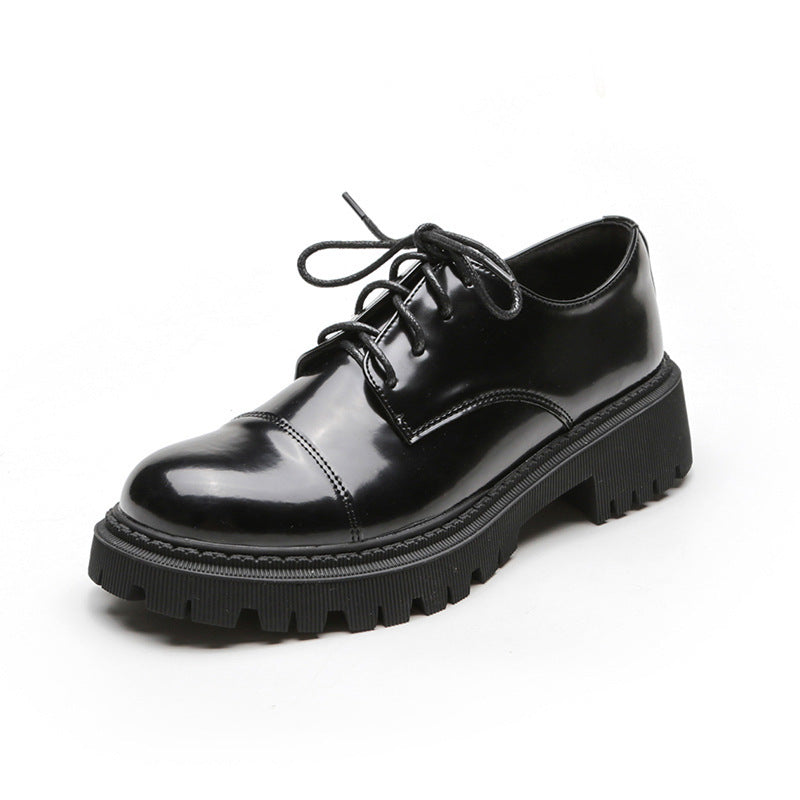 Women's Black Retro Platform Lace-Up Shoes Modern Chunky Oxfords - Image 3