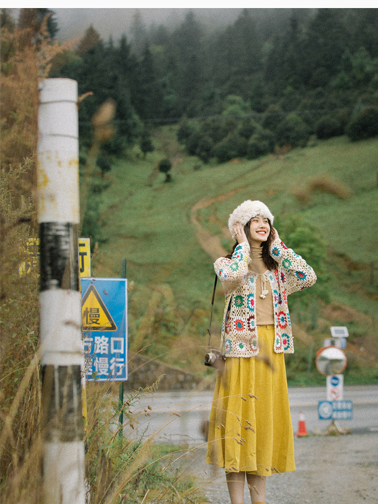 Boho Chic Crochet Cardigan with Hollow-Out Details