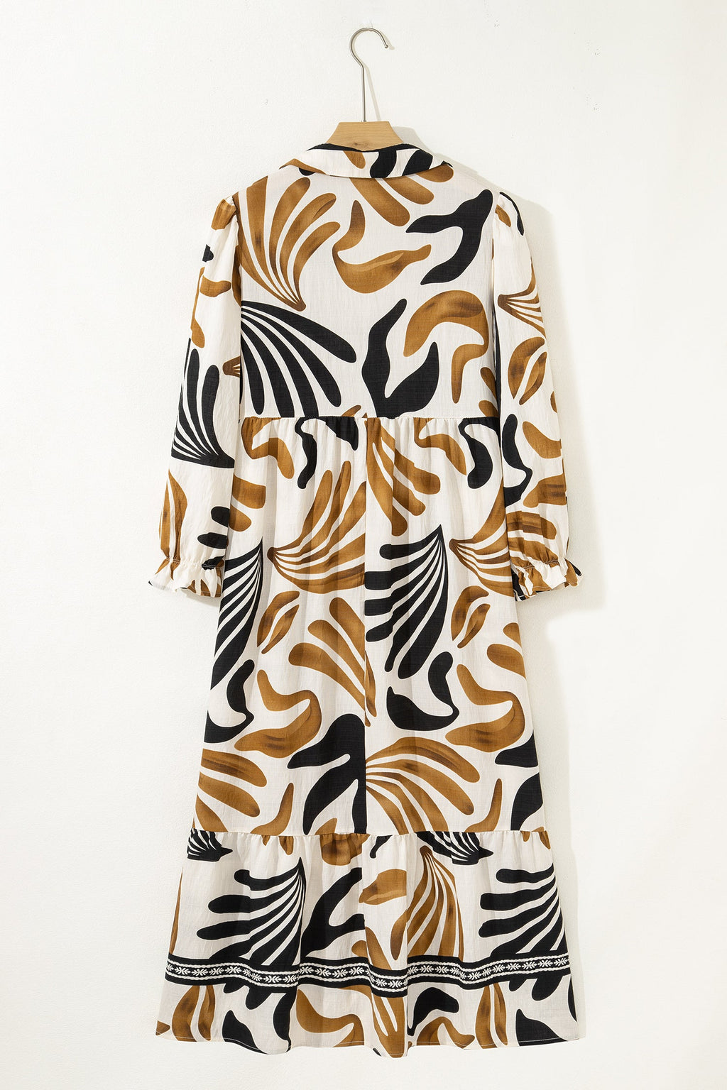Zaylee Long Sleeve Ruffle Hem Dress in Earth Hue Floral