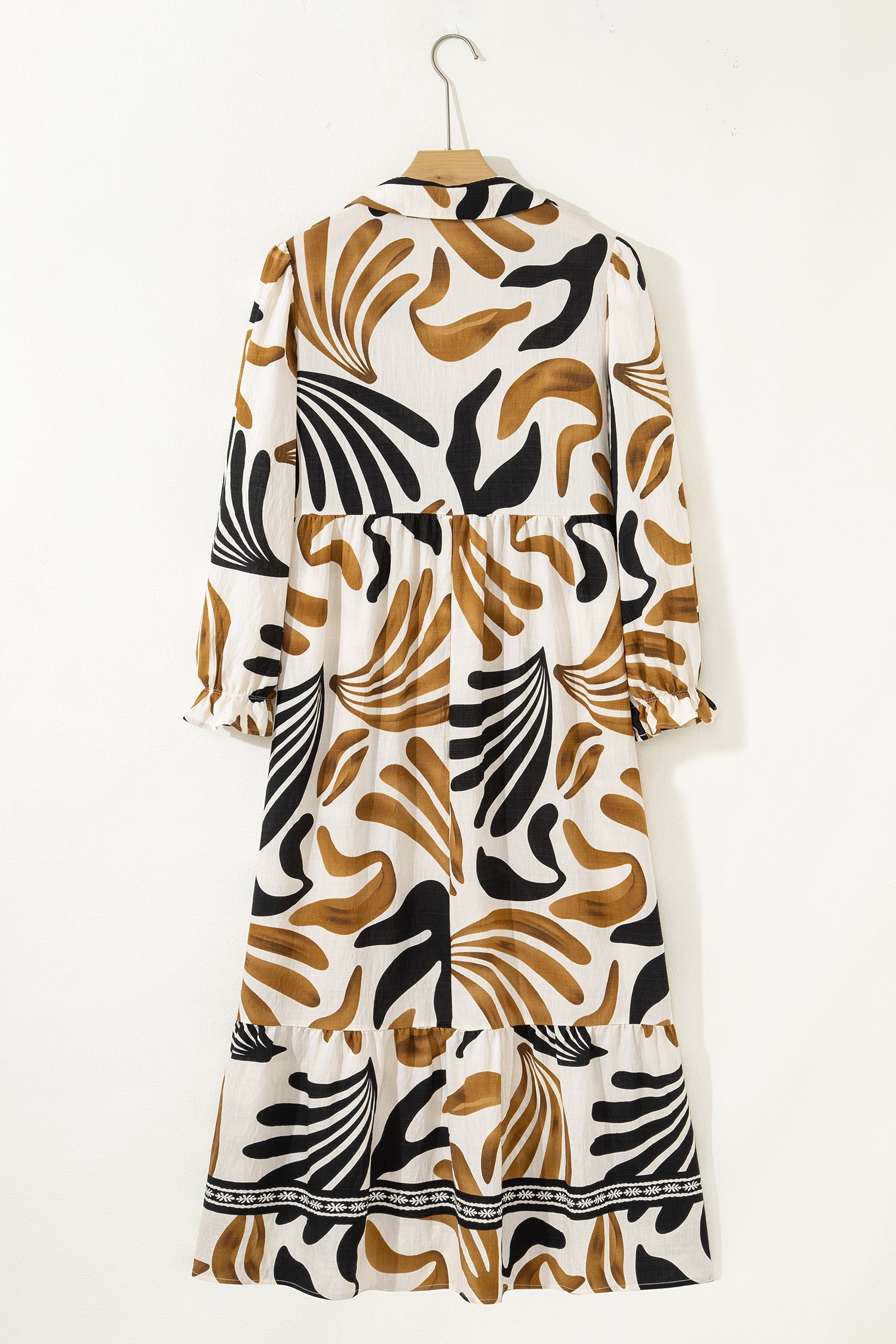Zaylee Long Sleeve Ruffle Hem Dress in Earth Hue Floral