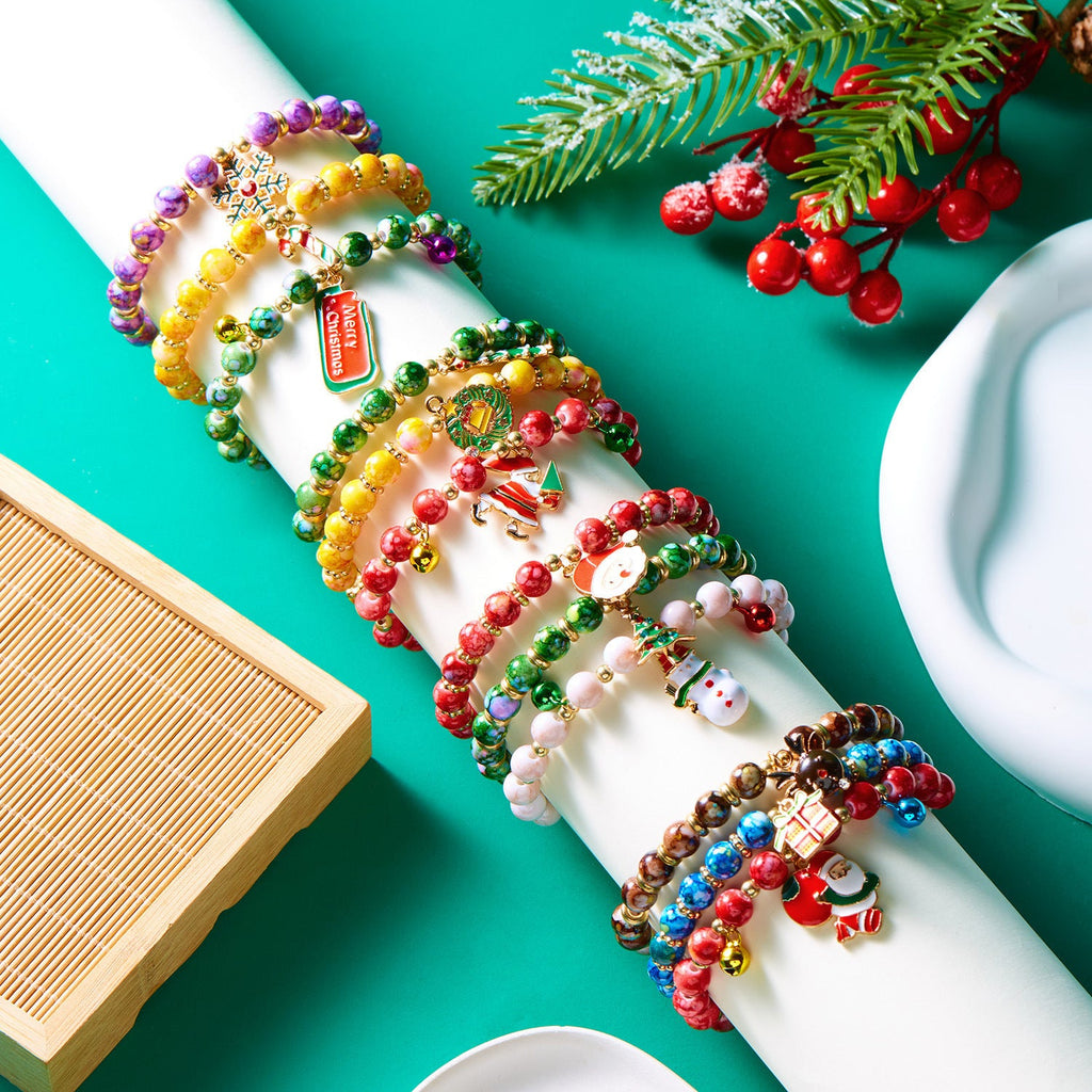 Europe And The United States Cross-border New Bracelet Three Christmas Christmas Tree Old Snowman Beaded Combination Bracelet Women Wholesale