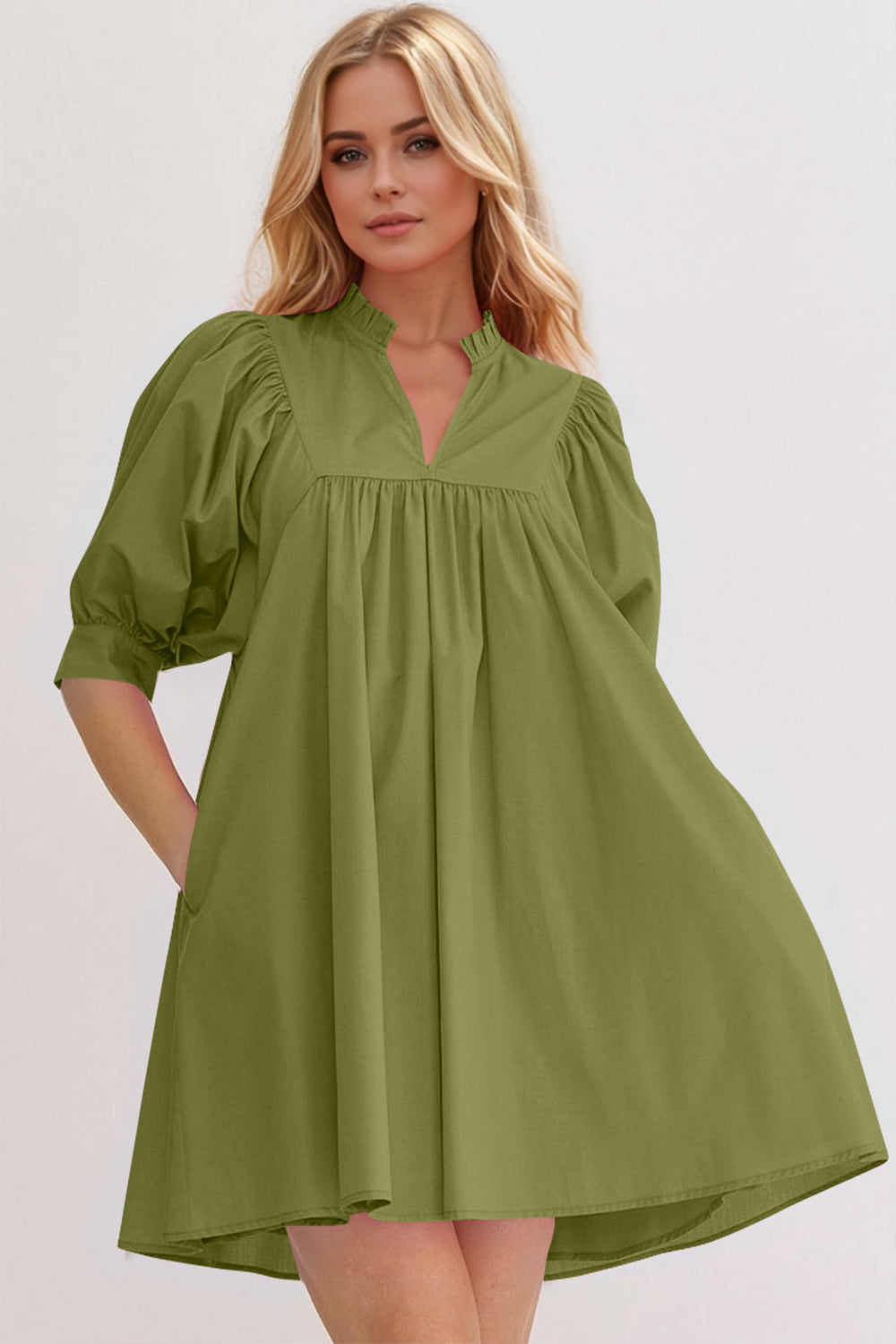 Pink Puff Sleeve Mini Dress – Casual Feminine Summer Dress