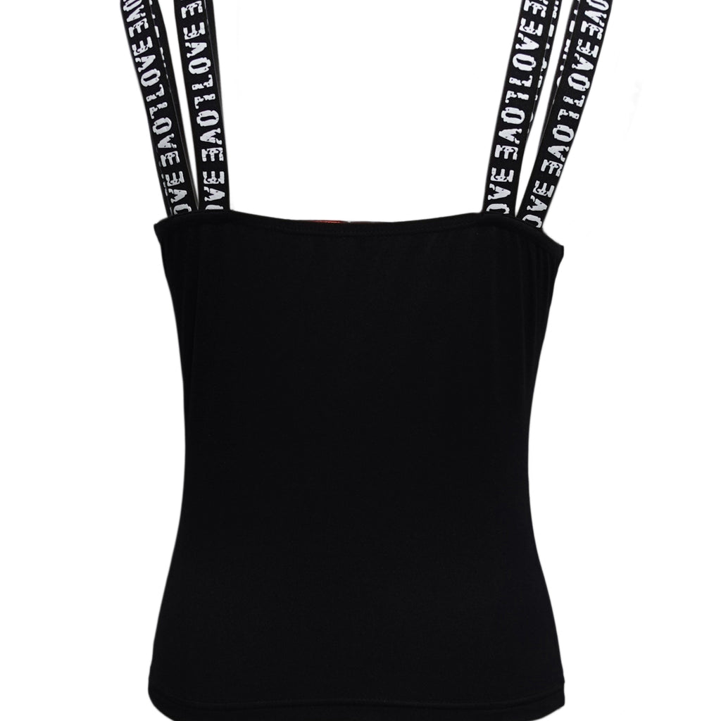 Women's Black Sleeveless Logo Strap Tank Top - Image 2