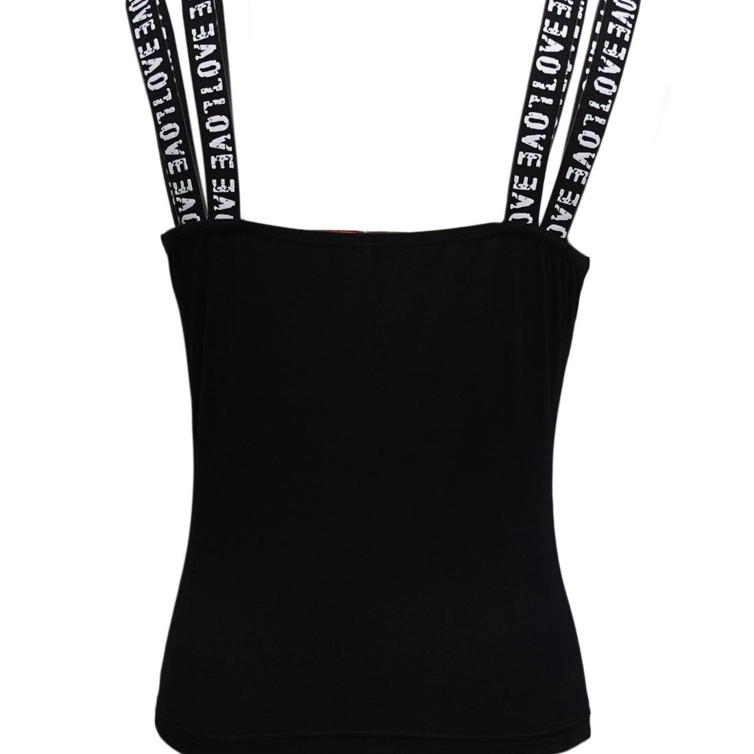 Women's Black Sleeveless Logo Strap Tank Top - Image 2