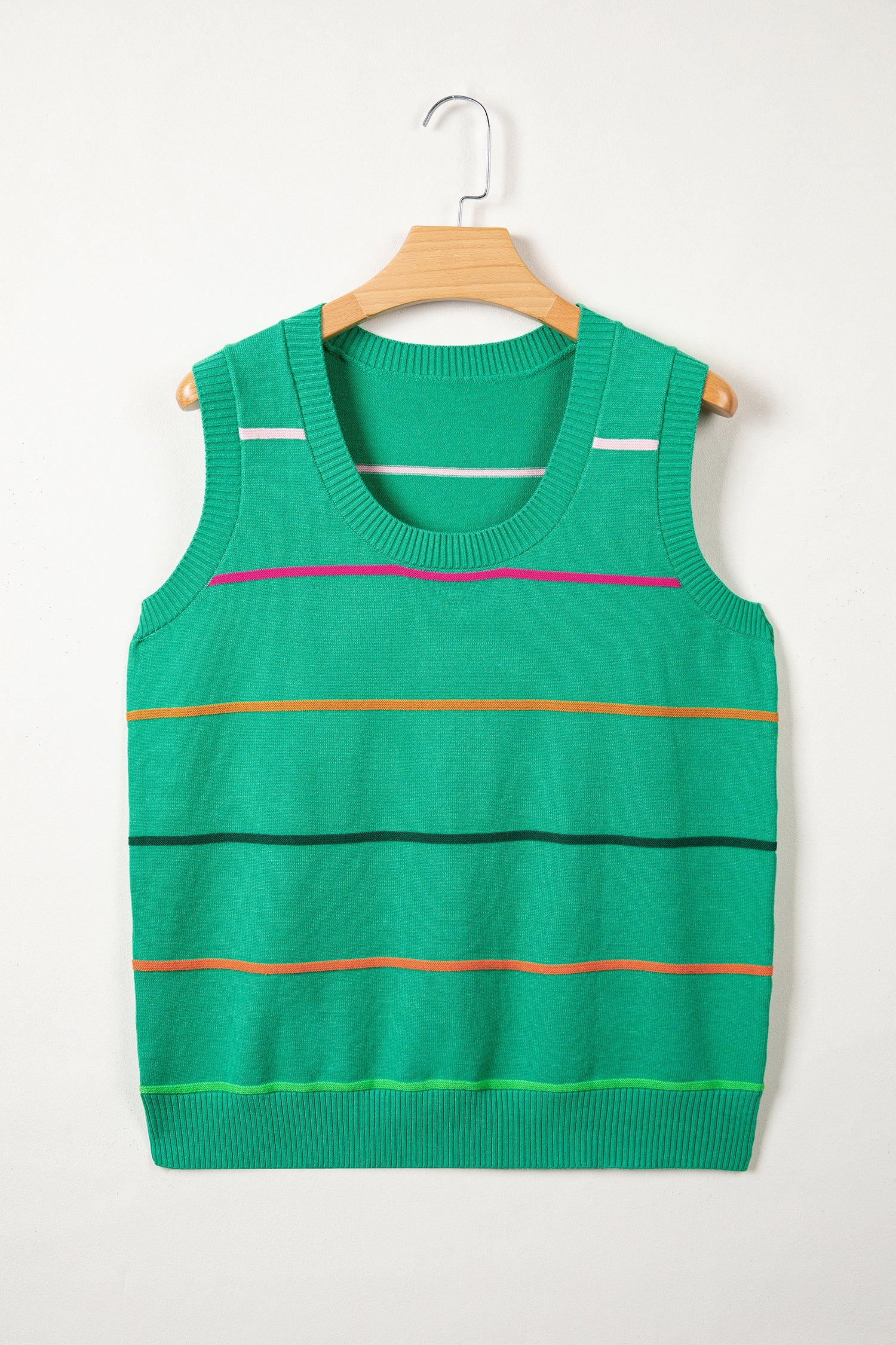 Gracie Stripe Knitted Sweater – Sleeveless Ribbed Tank Top