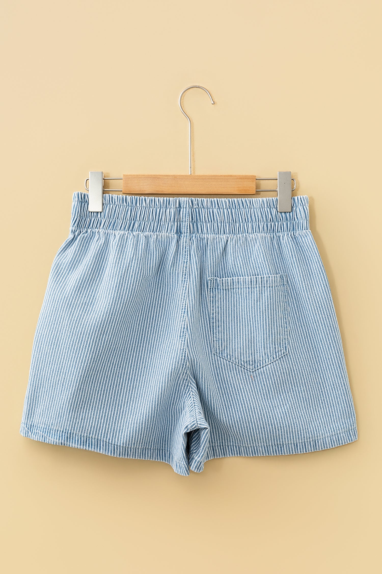 Stripe Drawstring Elastic Waist Casual Denim Shorts