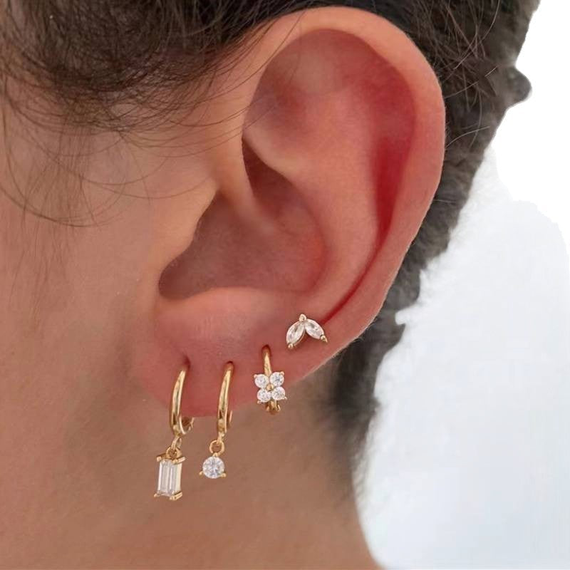 Copper Stud Earrings With Diamond Inlay