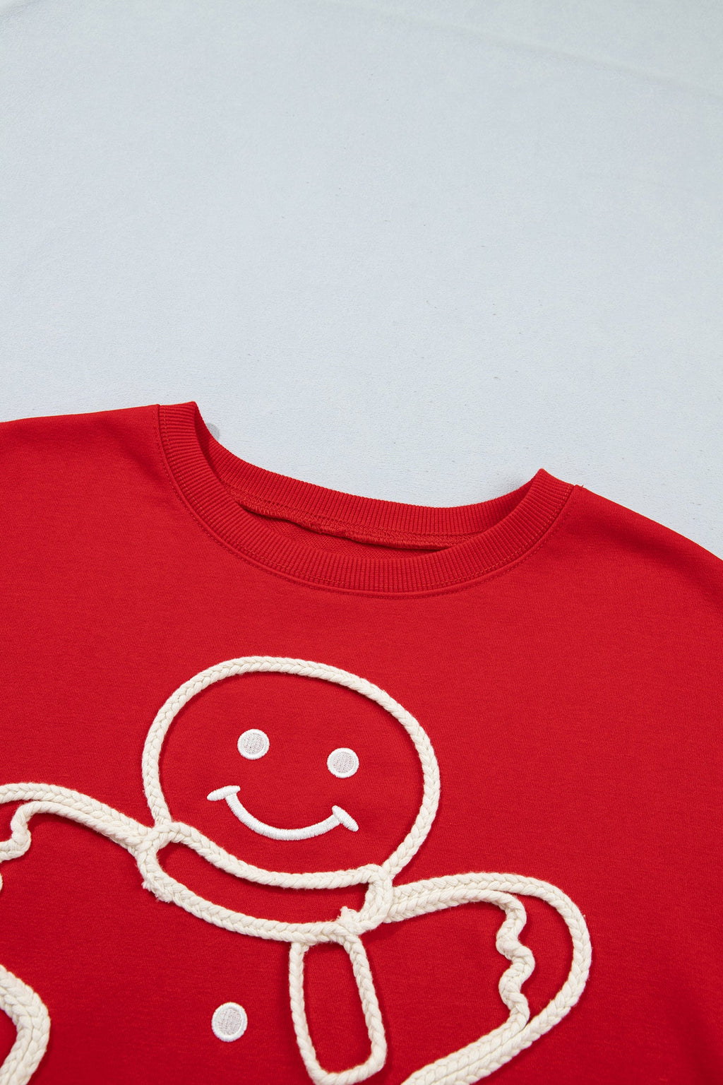 Christmas Gingerbread Embroidered Long Sleeve Sweatshirt