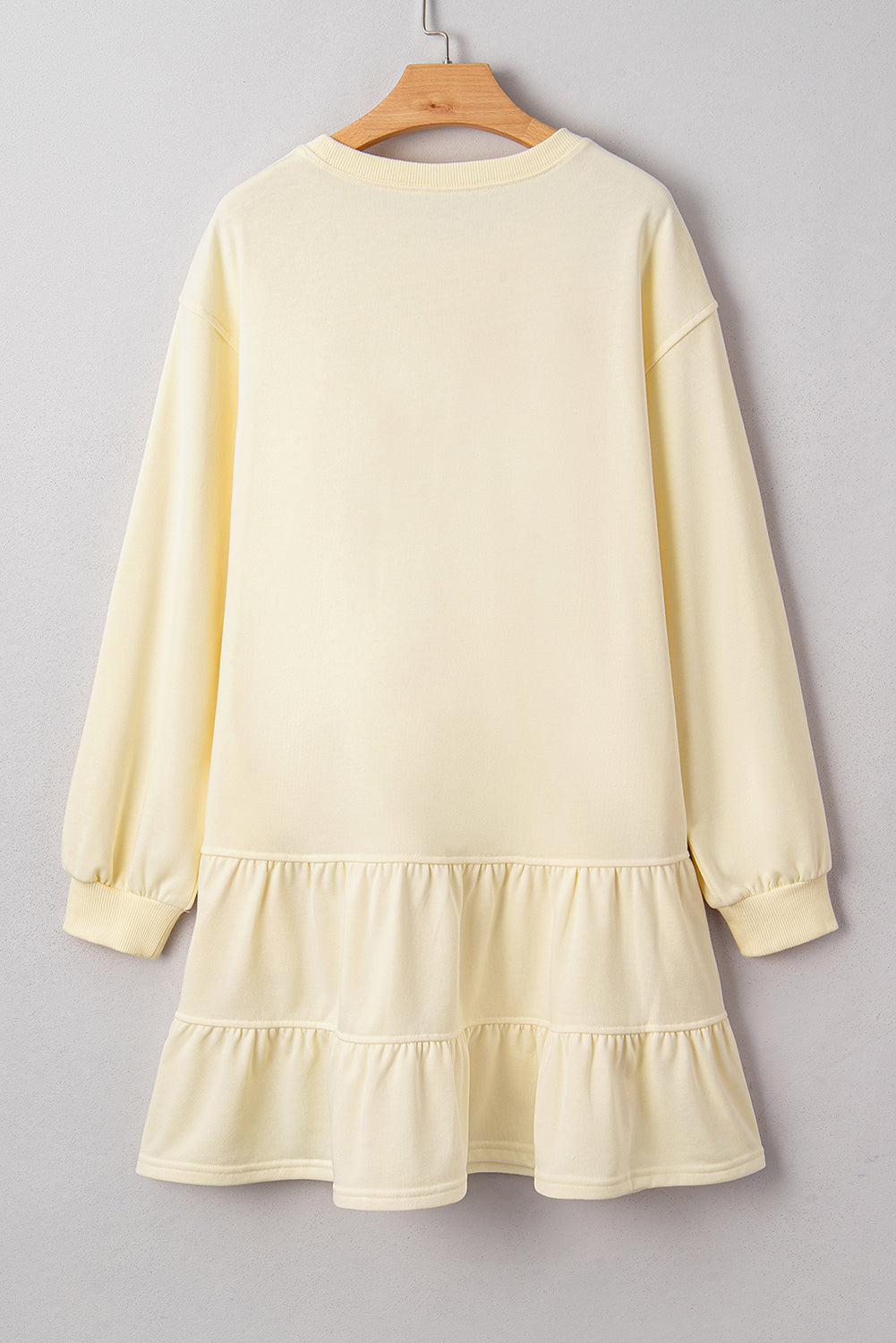 Yellow Loose Fit Mini Dress with Drop Shoulder and Ruffled Hem