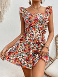 Women's Sleeveless Square Neck Floral Printed Summer Romper - Image 6