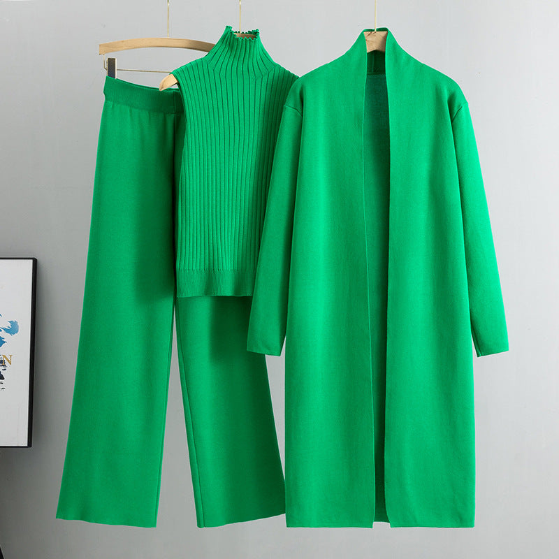 3-Piece Women's Knit Lounge Set: Sleeveless Vest, Cardigan & Pants