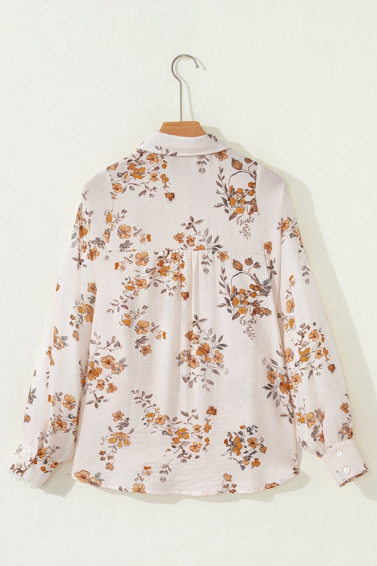 Floral Silky Button-Up Long Sleeve Shirt