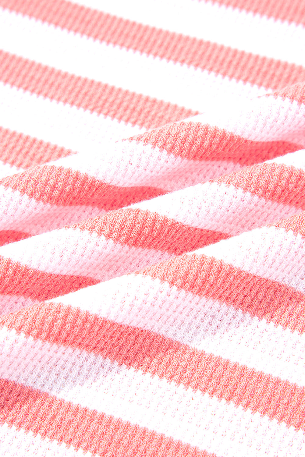 Women's Pink and White Colorblock Striped Textured Long Sleeve Top