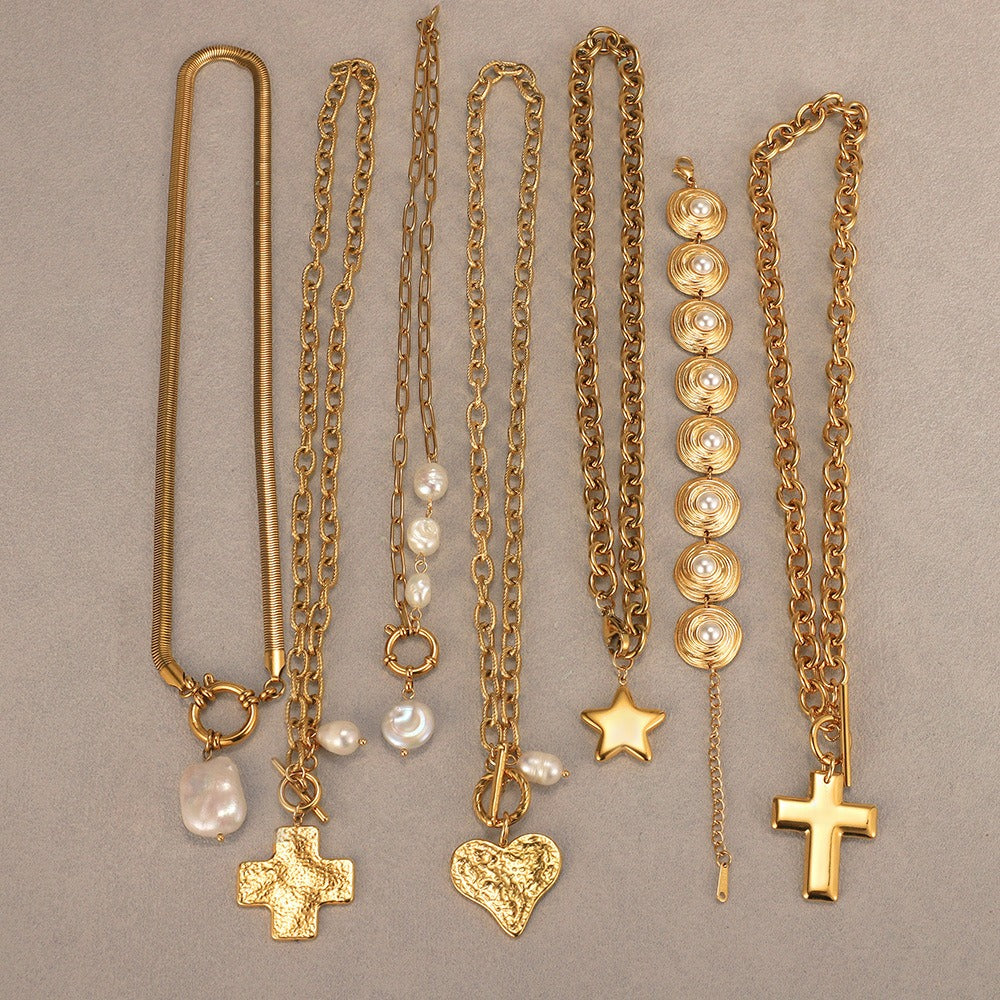 Sophisticated 18K Gold Pearl Sweater Chain Necklace