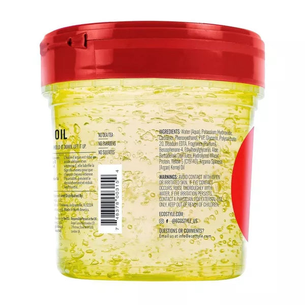 Argan Oil Styling Gel, Maximum Hold Alcohol-Free Hair Gel, 16oz