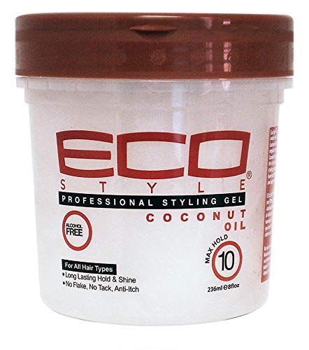 Eco Styler Coconut Oil Professional Styling Gel in an 8oz jar with red branding.
