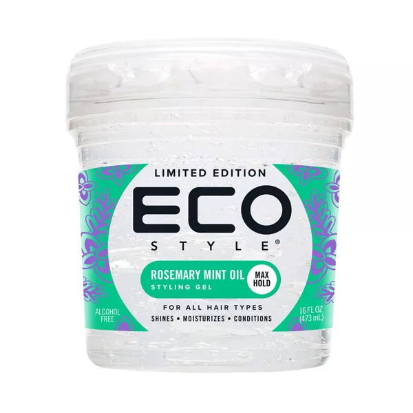 16oz container of Rosemary Mint Oil styling gel for hair strengthening