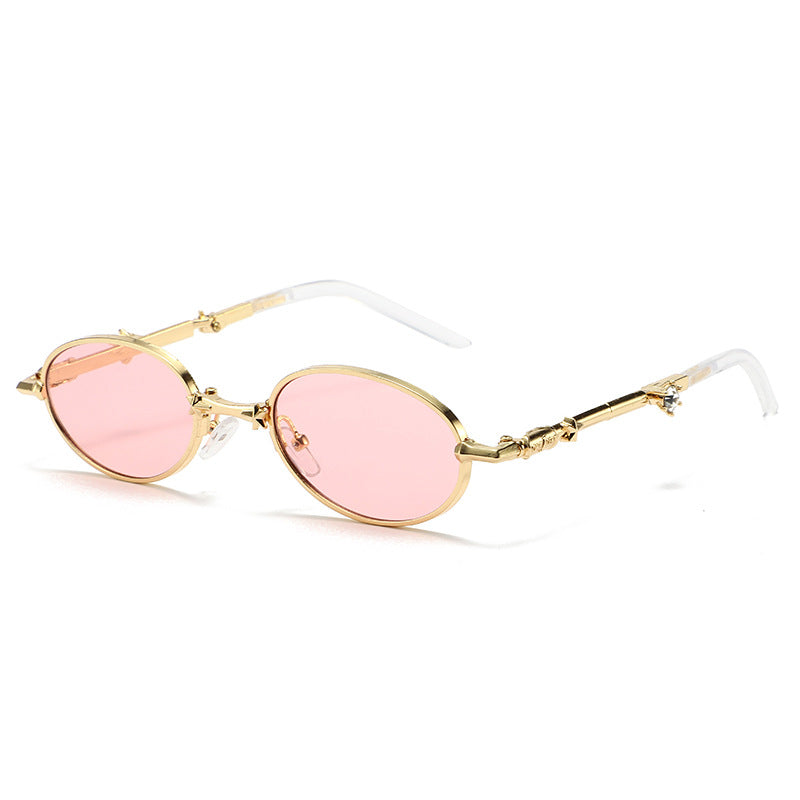 Foldable Small Frame Sunglasses with Tinted Lenses for Women