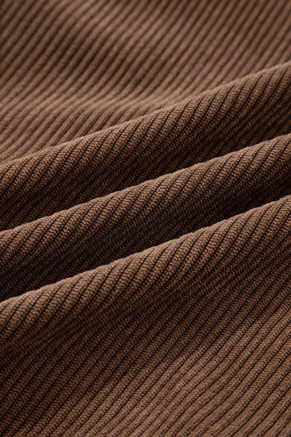 Women Brown Corduroy Trucker Jacket with Zip and Button Detail - Image 9