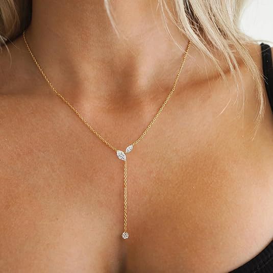 European And American Cross-Border New Fashion Zircon Pendant Chain-Style Pendant Necklace Simple European Commuter Style Women's Jewelry