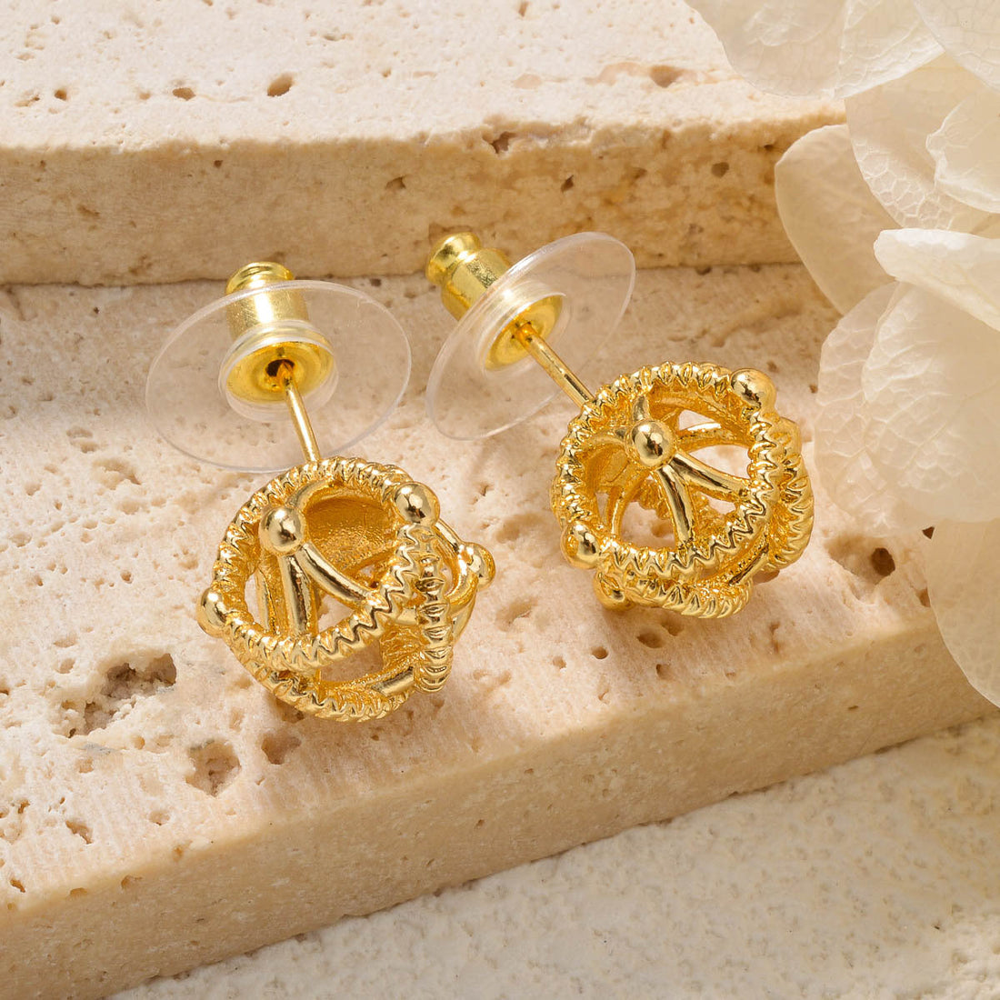 Minimalist Hollow Star Stud Earrings in Polished Gold-Plated Finish
