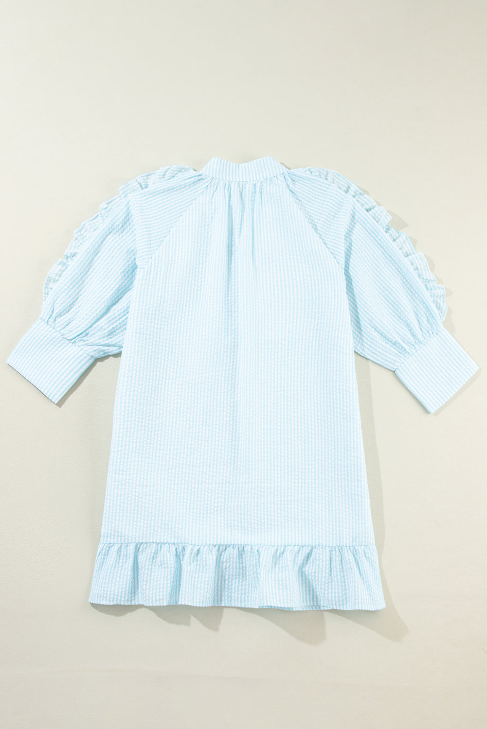 Blue Striped Ruffled Mini Dress: Playful Casual Summer Style