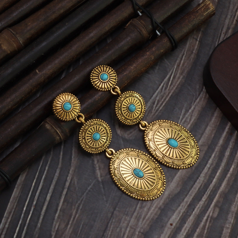 Retro Tassel Teardrop Long-chain Stud Earrings