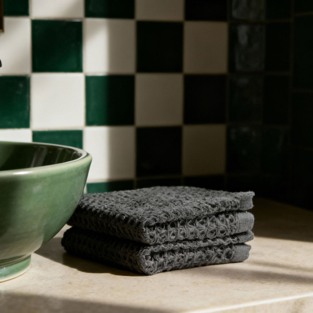 Sedona White Cotton Waffle Weave Bath Towel