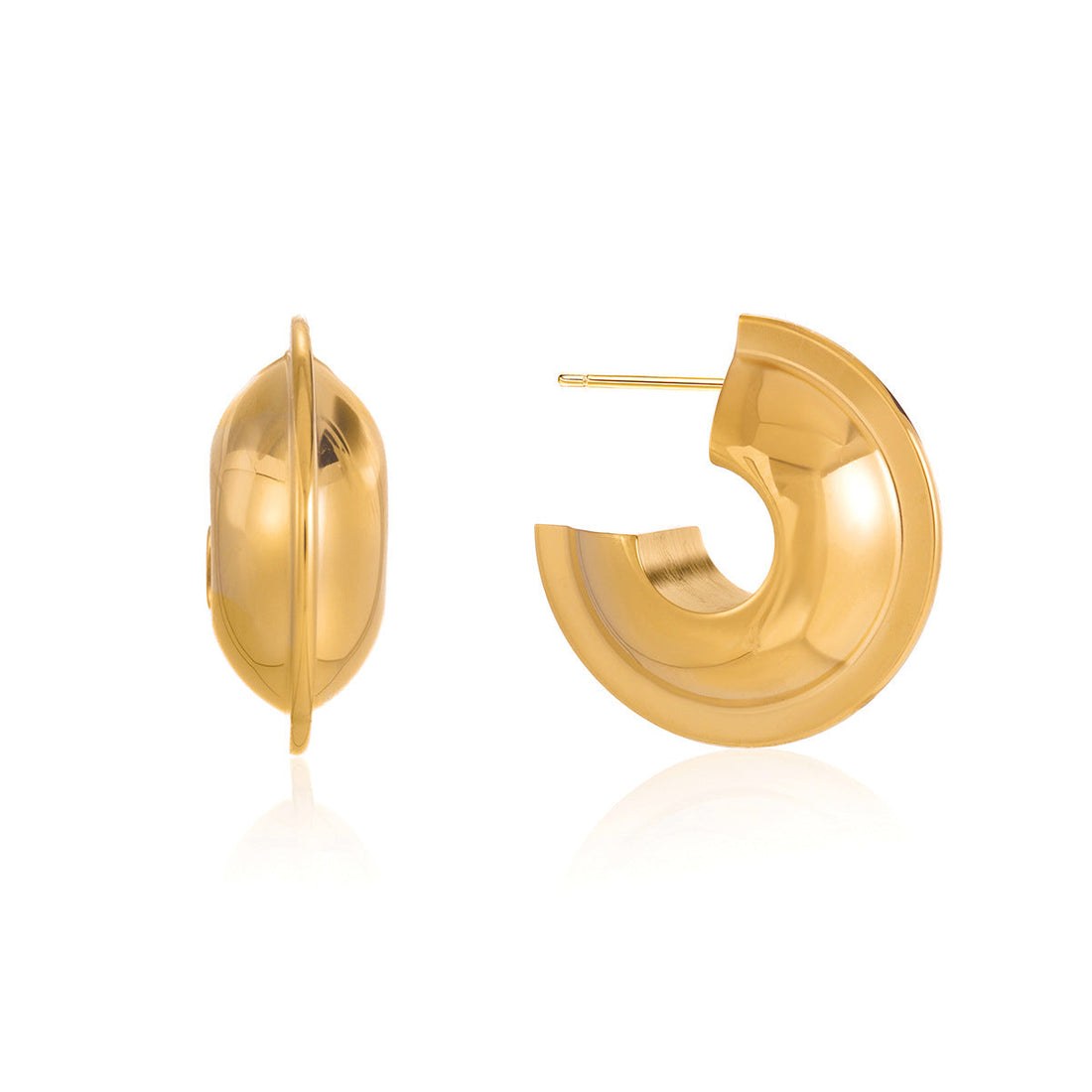 Chunky Stainless Steel C Hoop Earrings Minimalist Polished Jewelry